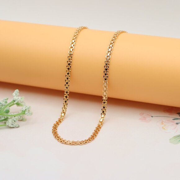 "Classic Rose Gold Flat Link Chain Necklace for Everyday Elegance, XPNL0166 - Picture 6 of 12